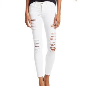 White FRAME Ripped Jeans - Le Skinny de Jeanne